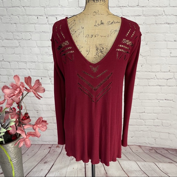 Free People Boho Crochet Cut Out Thermal - Picture 5 of 9